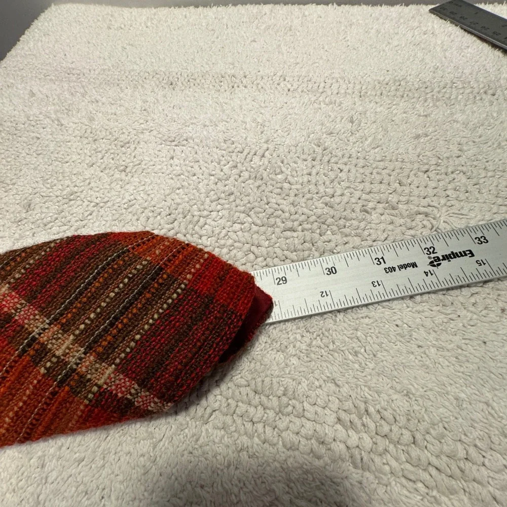 Vintage Maria Svatina Tie Orange Plaid Virgin Wool Handwoven Heritage Necktie